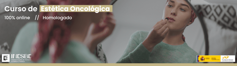 Banner promocional del curso para aprender protocolos de hidratación cutánea en tratamientos de estética oncológica.